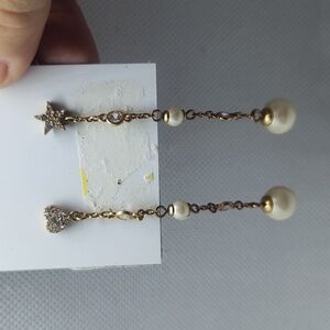 Nwt! Kate Spade diamond & pearl dangle earrings